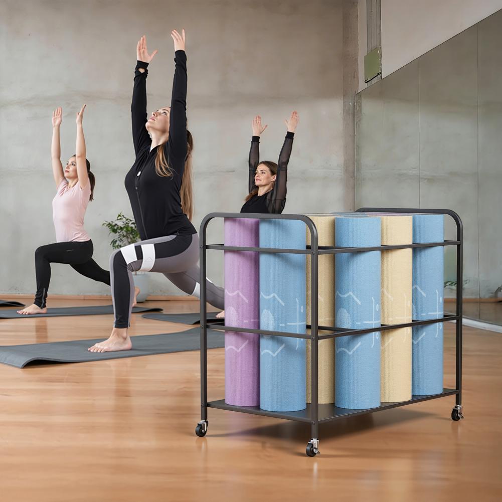 Yoga Fitness Room - Yoga Mat Storage Rack with Wheels,