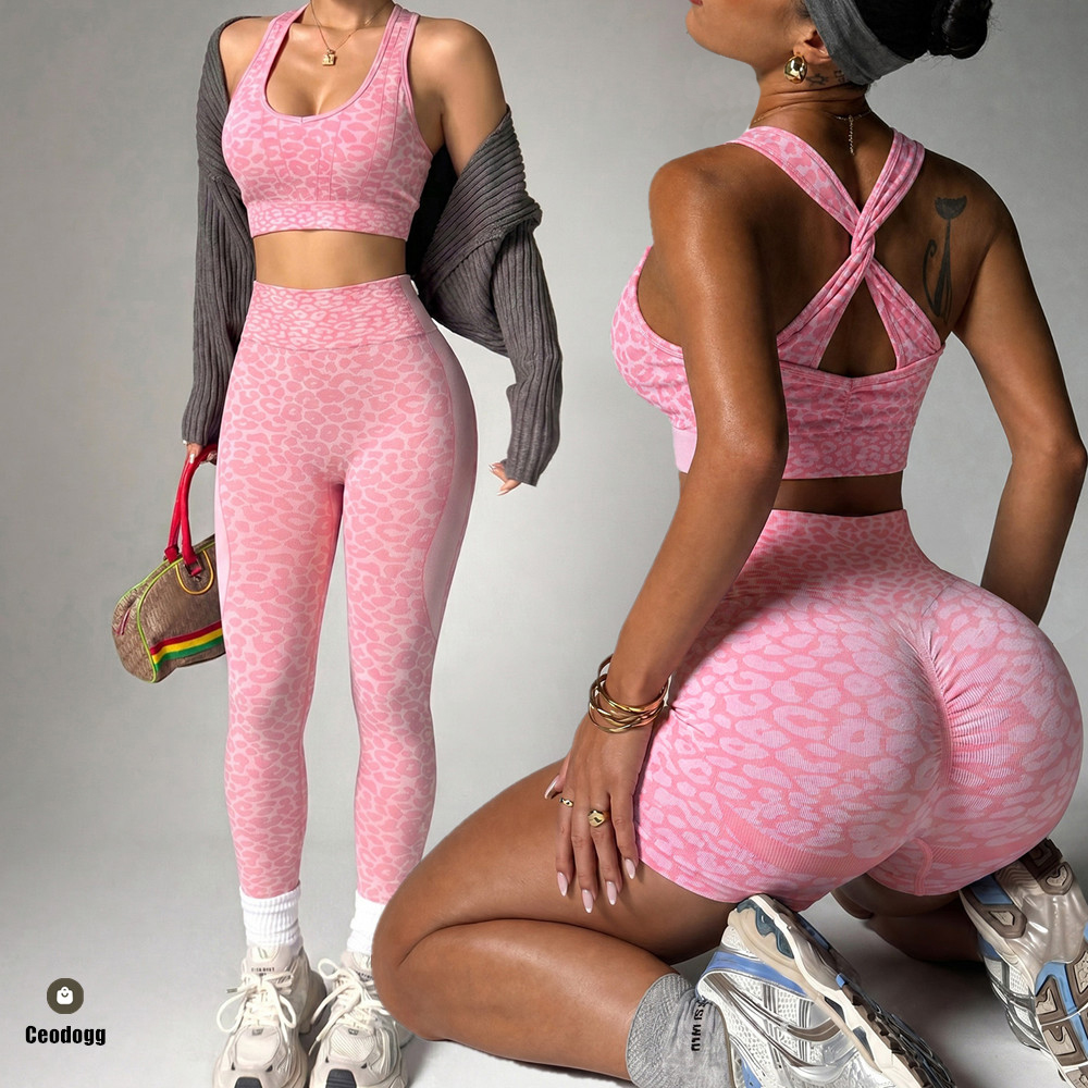 Yoga Fitness Zumba - 2PCS Pad Leopard Yoga Set Women