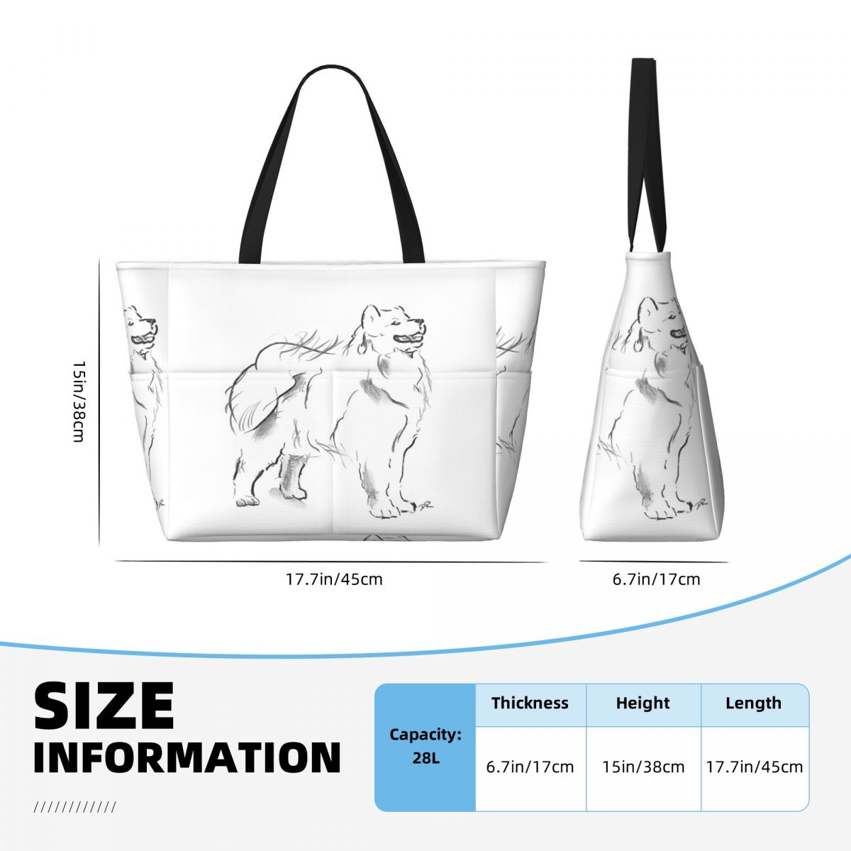 Samoyed Drawing Beach Tote Bag - Yoga Fitness Drawing review and price