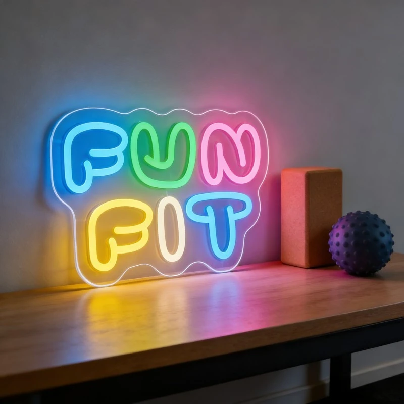 Fun Fit Neon Sign LED Cartoon  - Yoga Fitness Room review and price