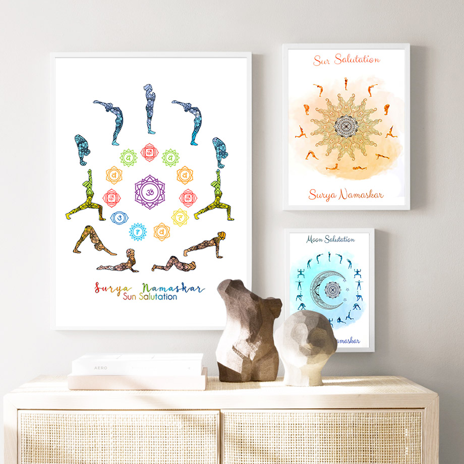 Yoga Pose Sun Moon Salutation  - Yoga Fitness Room review and price
