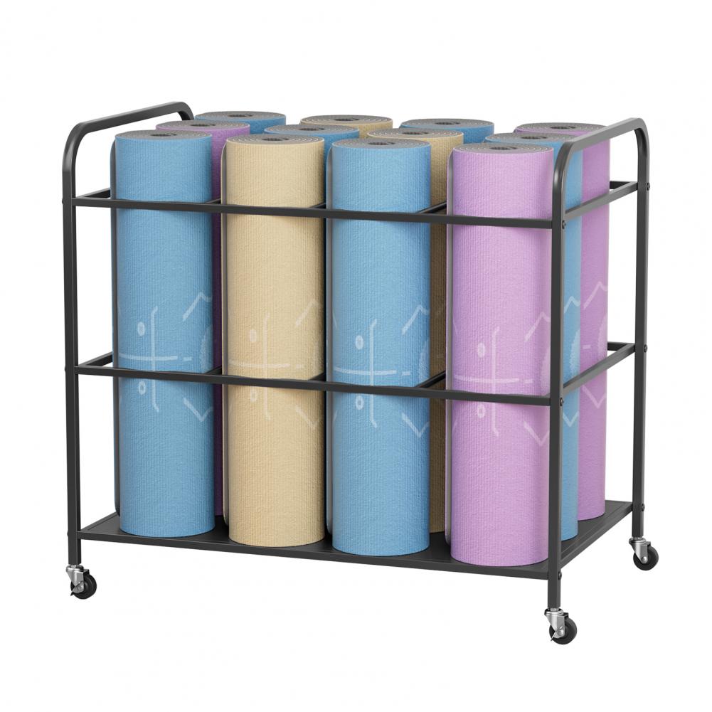 Yoga Mat Storage Rack with Whe - Yoga Fitness Room review and price