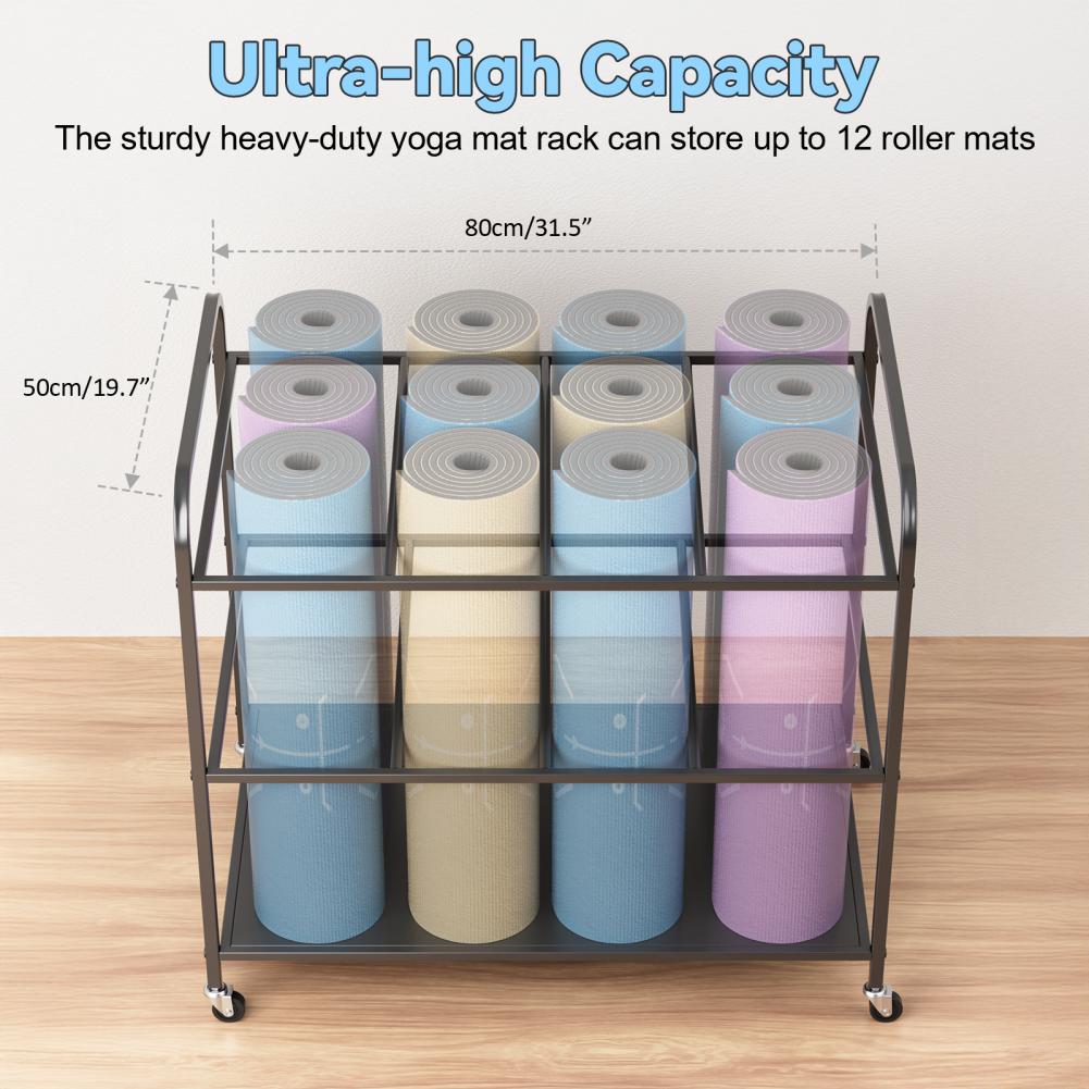 Yoga Mat Storage Rack with Whe - Yoga Fitness Room review and price