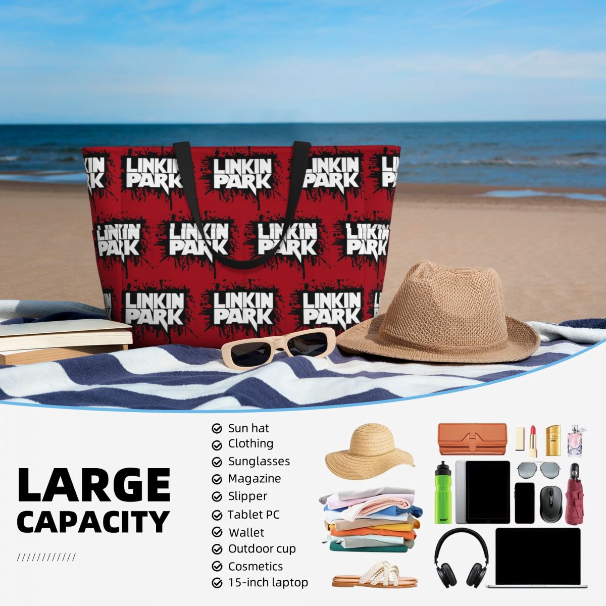 Linkin Park Band Beach Tote Ba - Yoga Fitness Park review and price