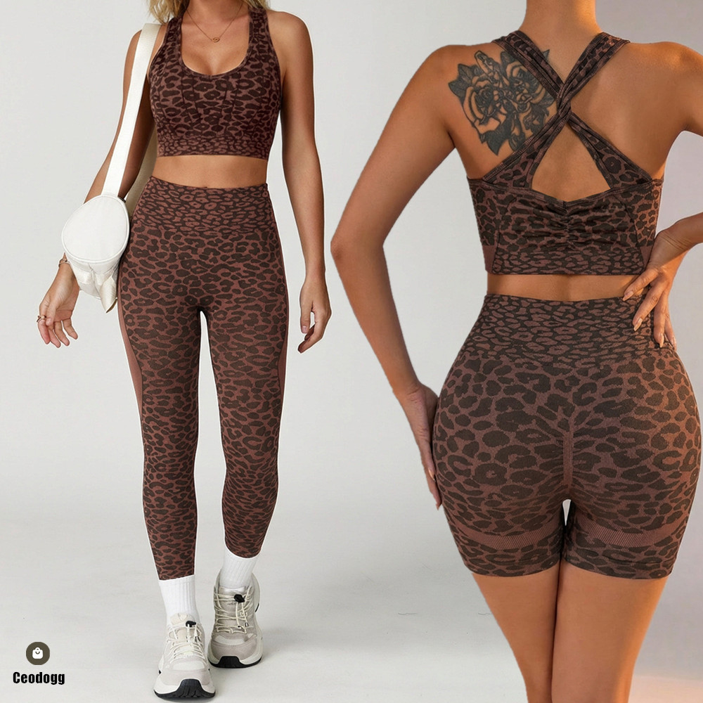 2PCS Pad Leopard Yoga Set Wome - Yoga Fitness Zumba review and price