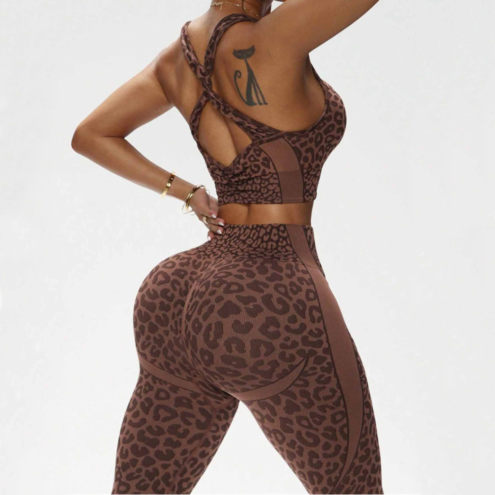 2PCS Pad Leopard Yoga Set Wome - Yoga Fitness Zumba review and price