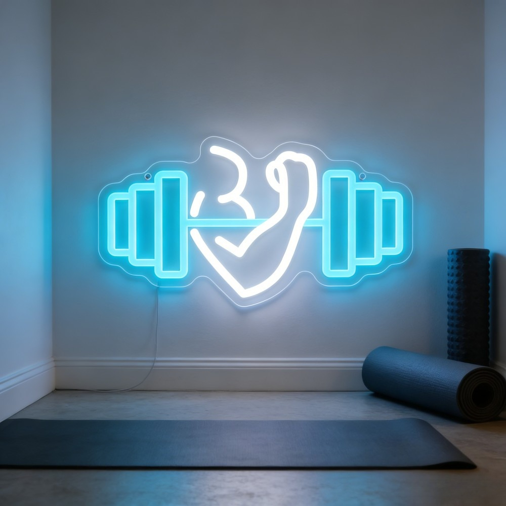 Bicep Dumbbell Neon Sign LED W - Yoga Fitness Room review and price