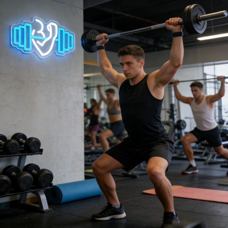 Bicep Dumbbell Neon Sign LED W - Yoga Fitness Room review and price
