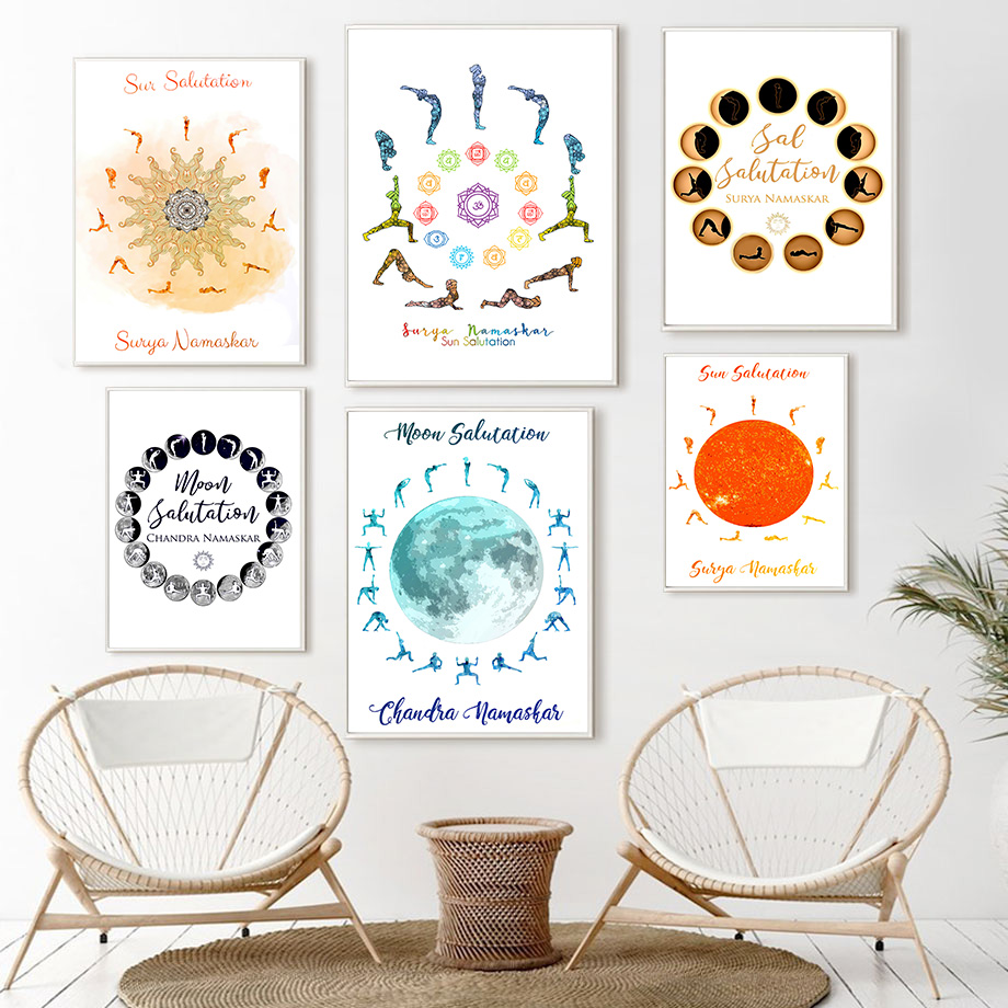Yoga Pose Sun Moon Salutation  - Yoga Fitness Room review and price