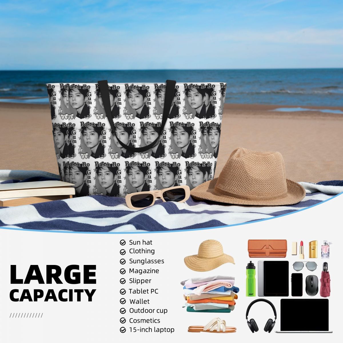 Park Bo Gum Kpop Beach Tote Ba - Yoga Fitness Park review and price